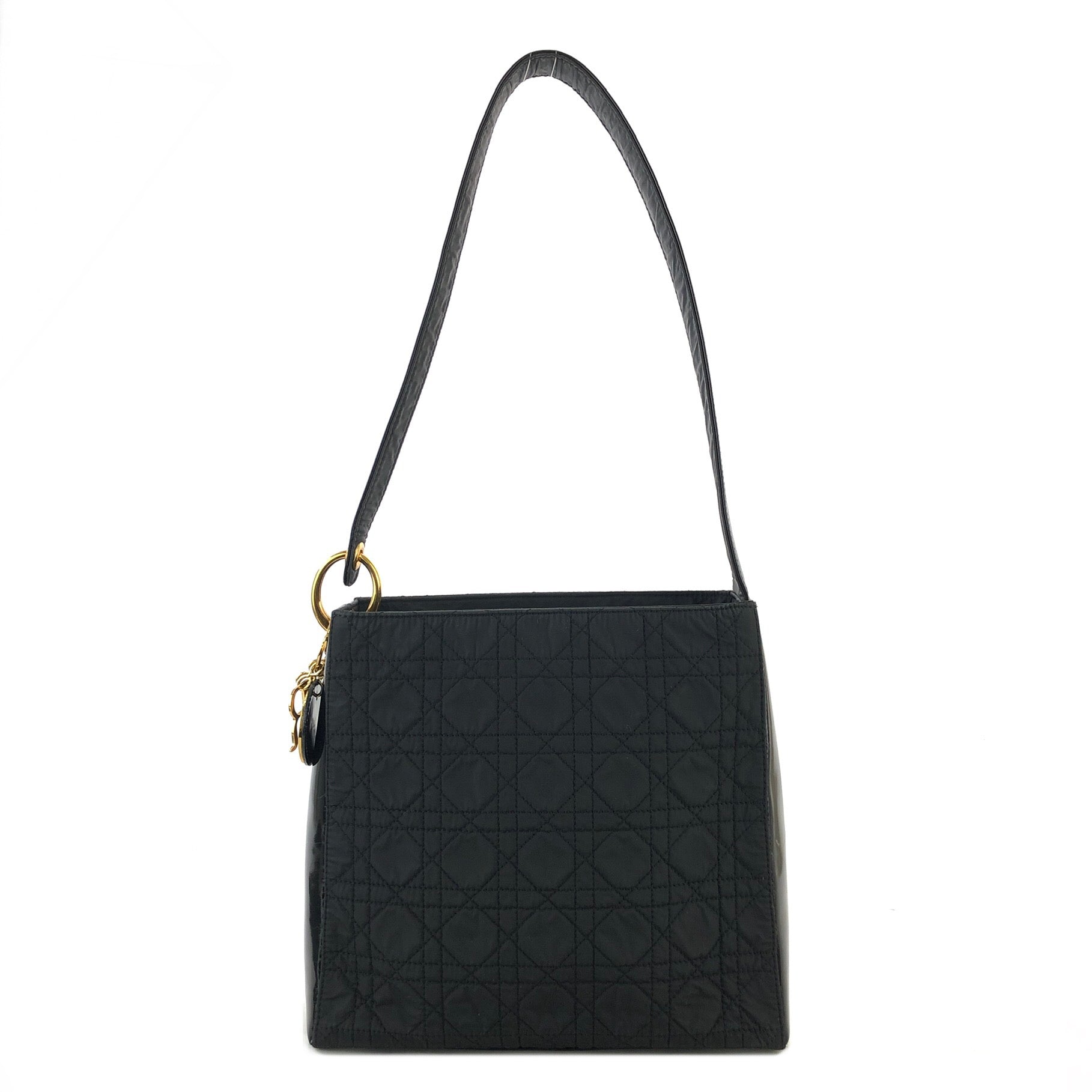 Christian D1OR Cannage Nylon Shoulder bag Black Vintage spxywa