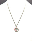 Christian D1OR CD Logo Necklace Pink Silver Vintage Old nya2c5
