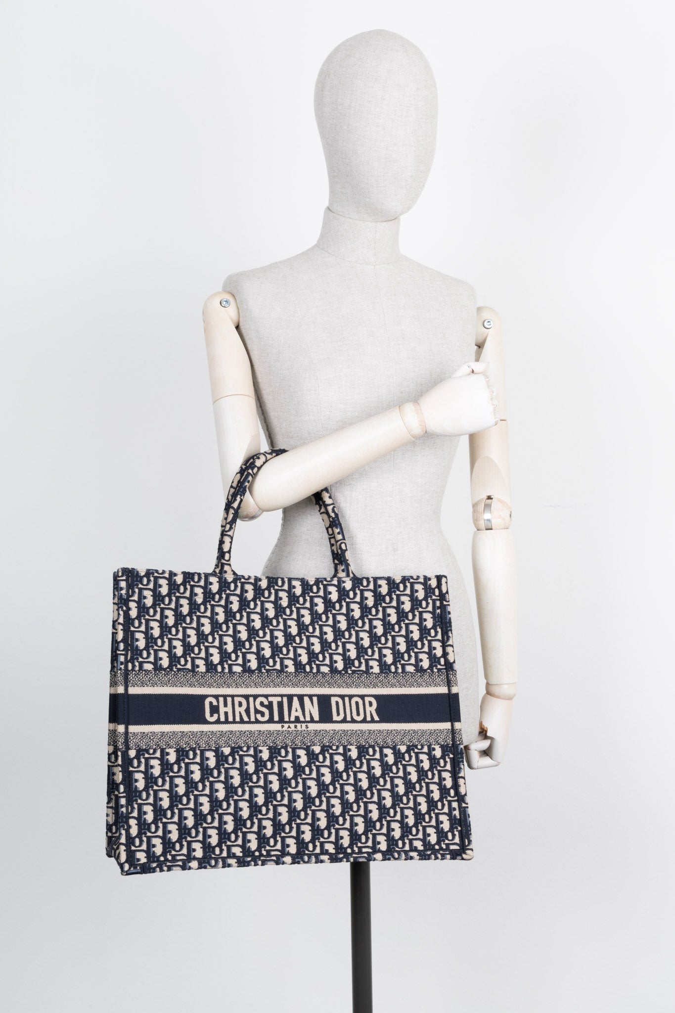 CHRISTIAN D1OR Book Tote Large Oblique Blue