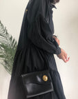 Christian D1OR CD Logo Wave Crossbody Shoulder bag Black Vintage Old m5w356