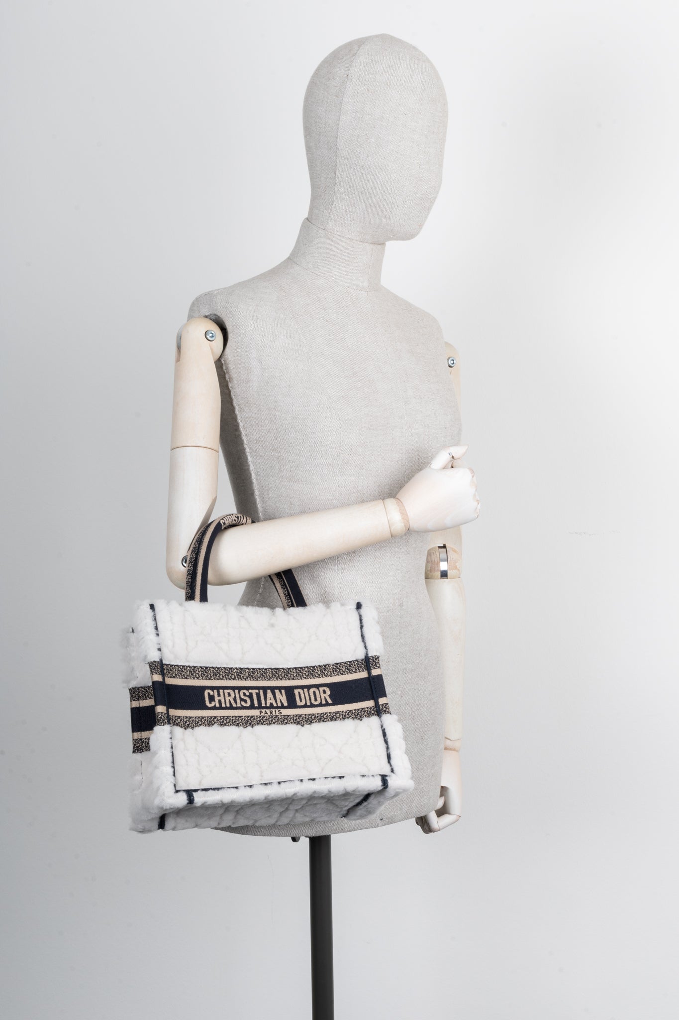 CHRISTIAN D1OR Book Tote Shearling Small