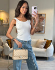 *FIRE PRICE* CH Beige Medium Double Flap Bag in Lambskin Leather with Silver Hardware