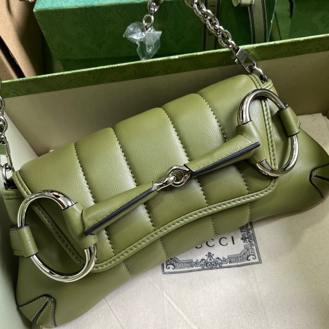 GC589 GCCI Horsebit Chain Small Shoulder Bag / HIGHEST QUALITY VERSION / 10.6"W x 4.5"H x 2"D