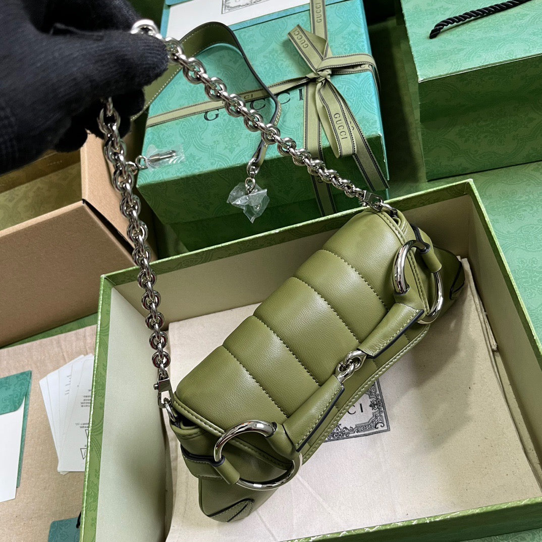GC589 GCCI Horsebit Chain Small Shoulder Bag / HIGHEST QUALITY VERSION / 10.6"W x 4.5"H x 2"D