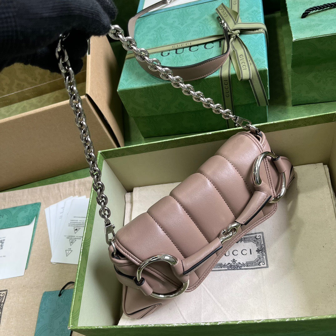 GC591 GCCI Horsebit Chain Small Shoulder Bag / HIGHEST QUALITY VERSION / 10.6"W x 4.5"H x 2"D
