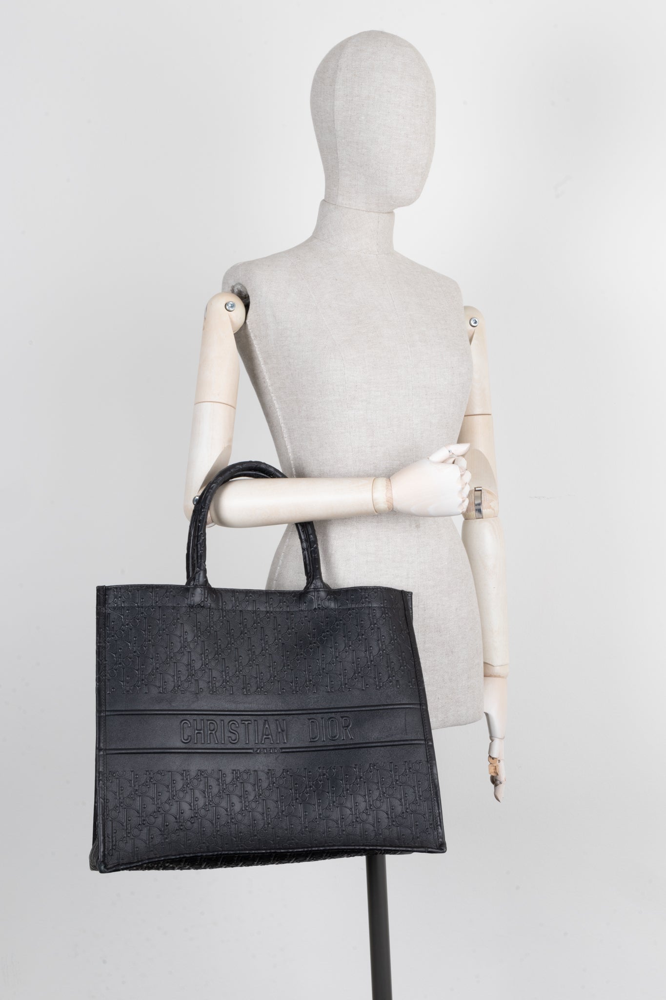CHRISTIAN D1OR Book Tote Large Leather Black