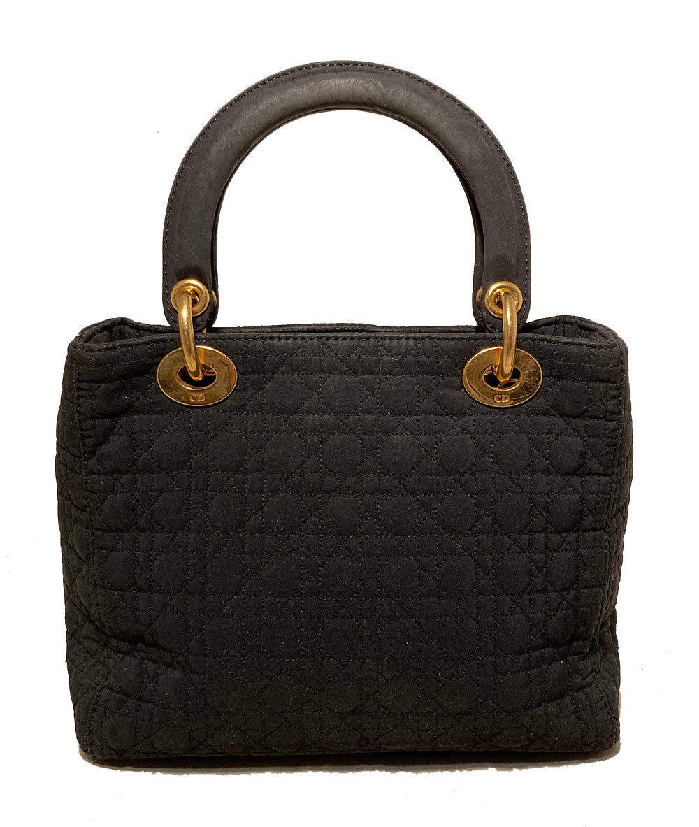Christian D1OR Black Nylon Medium Lady Di Bag