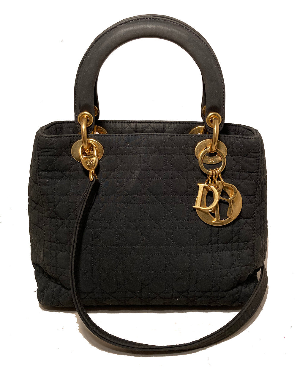 Christian D1OR Black Nylon Medium Lady Di Bag