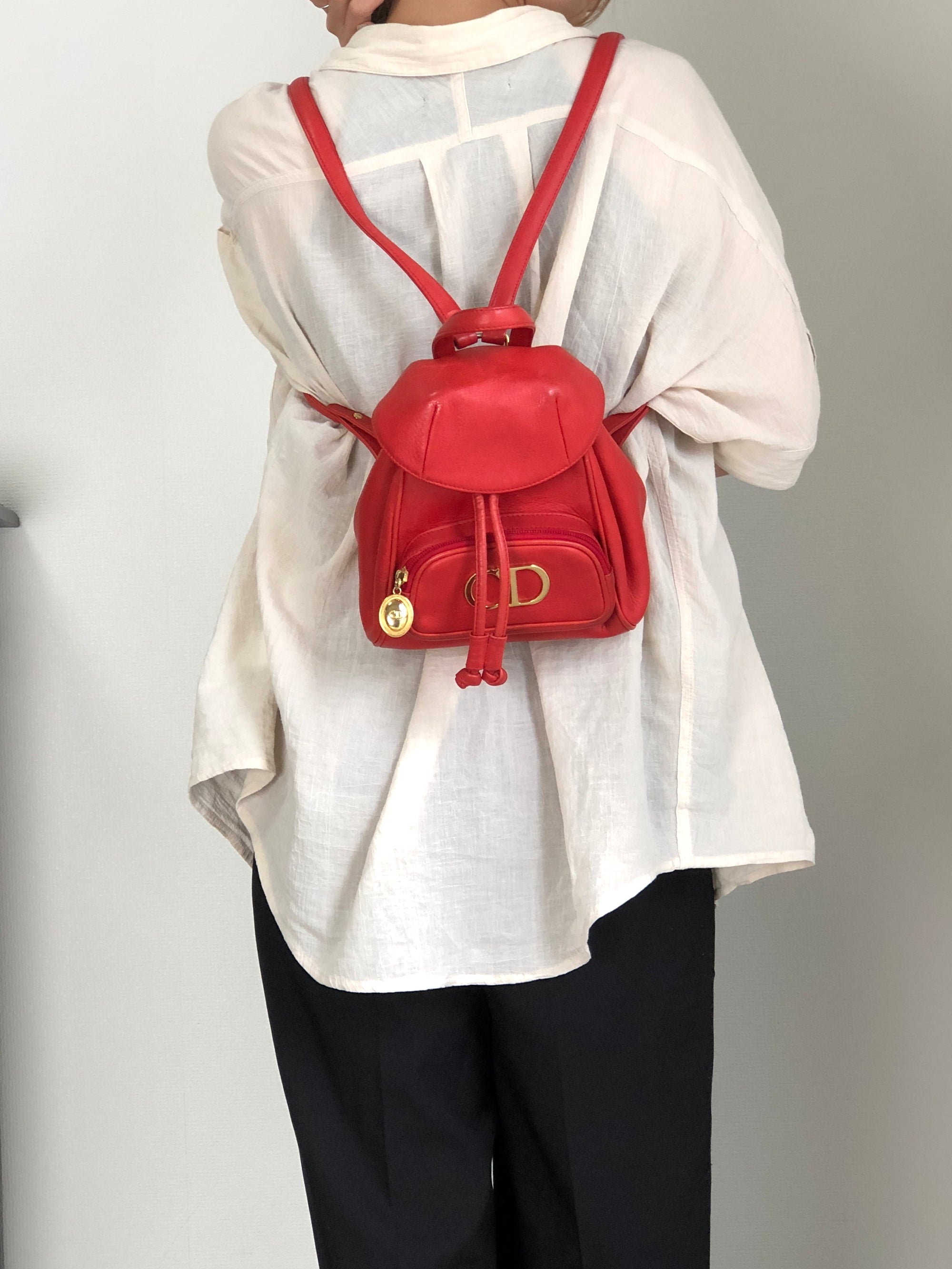 Christian D1OR CD Logo Backpack Red Vintage pz728i