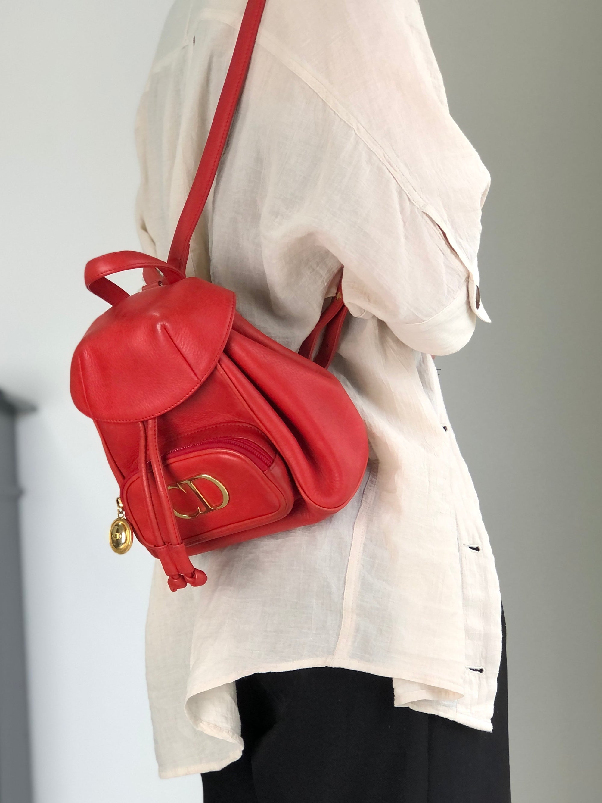 Christian D1OR CD Logo Backpack Red Vintage pz728i