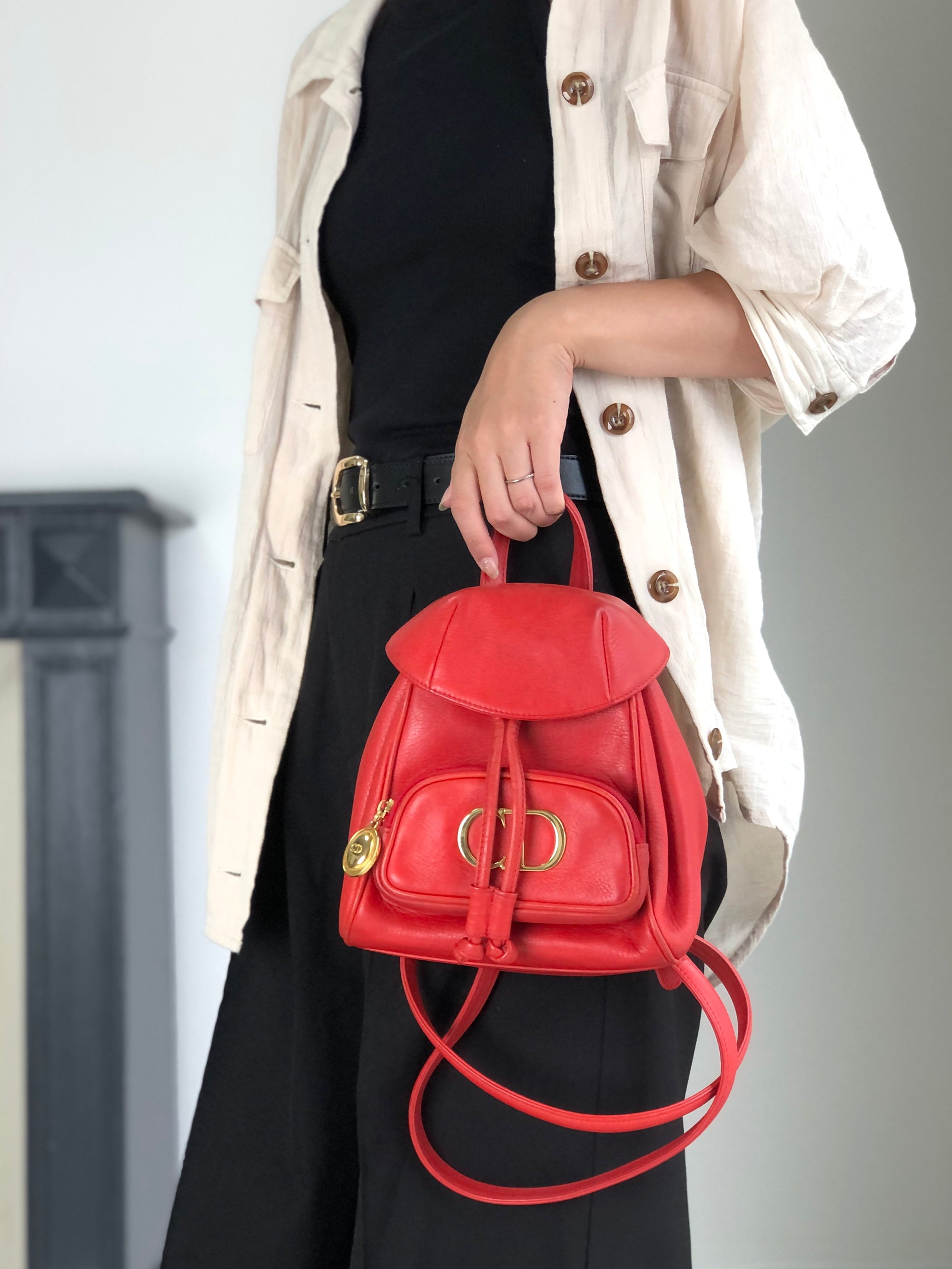 Christian D1OR CD Logo Backpack Red Vintage pz728i