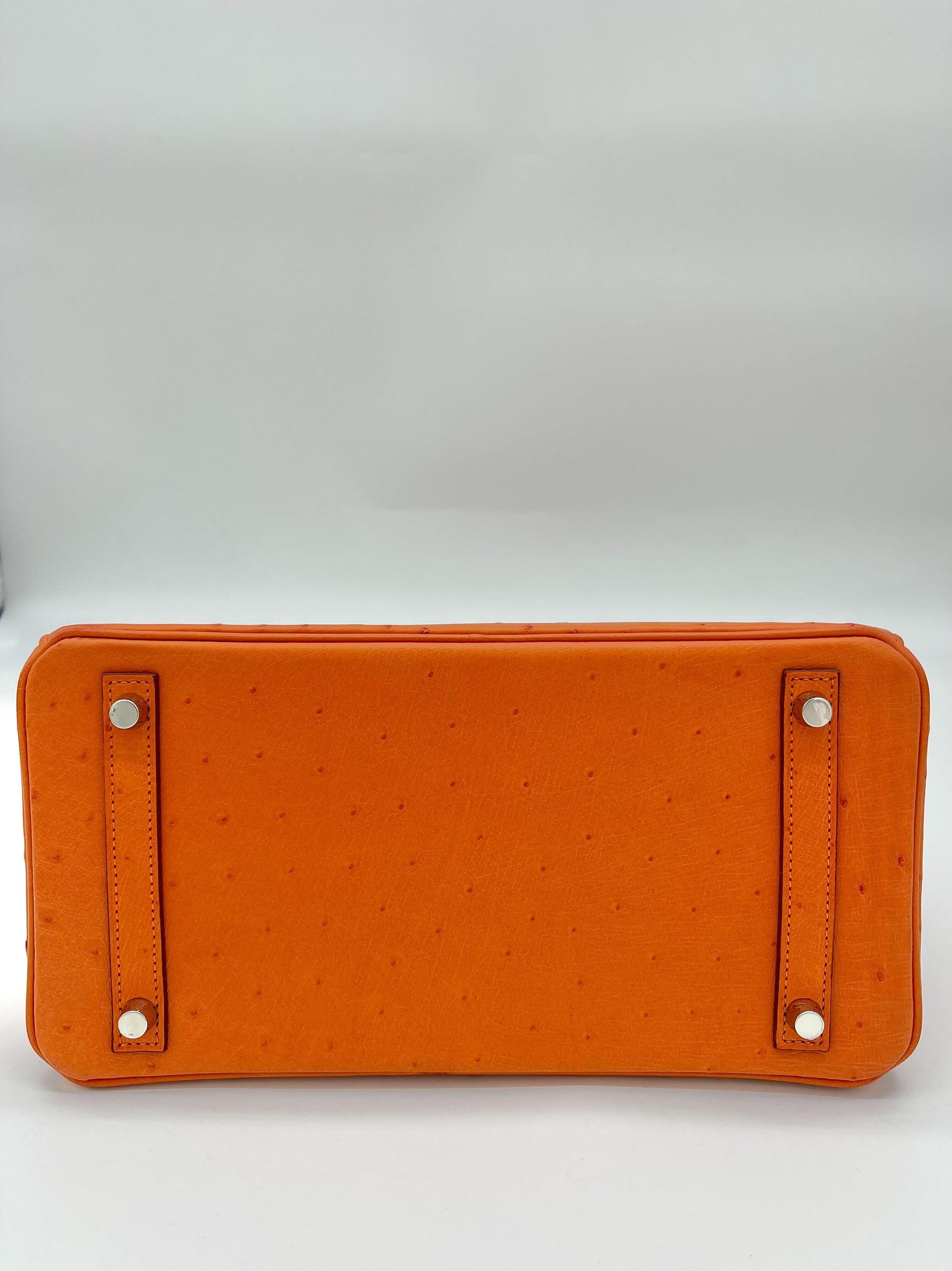 HMS Birkin 30 Ostrich 5K Tangerine Palladium Hardware