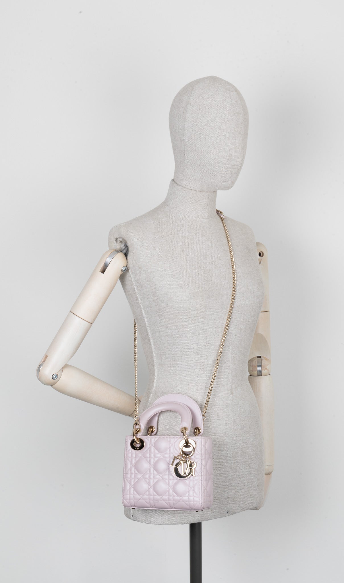 CHRISTIAN D1OR Cannage Mini Lady D1OR Leather Rose