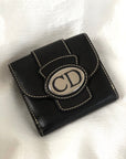 Christian D1OR CD Logo Leather Folded Wallet Brown Vintage 8jdhim
