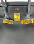 HMS Birkin 35 Noir Box Leather Gold Hardware