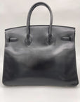 HMS Birkin 35 Noir Box Leather Gold Hardware