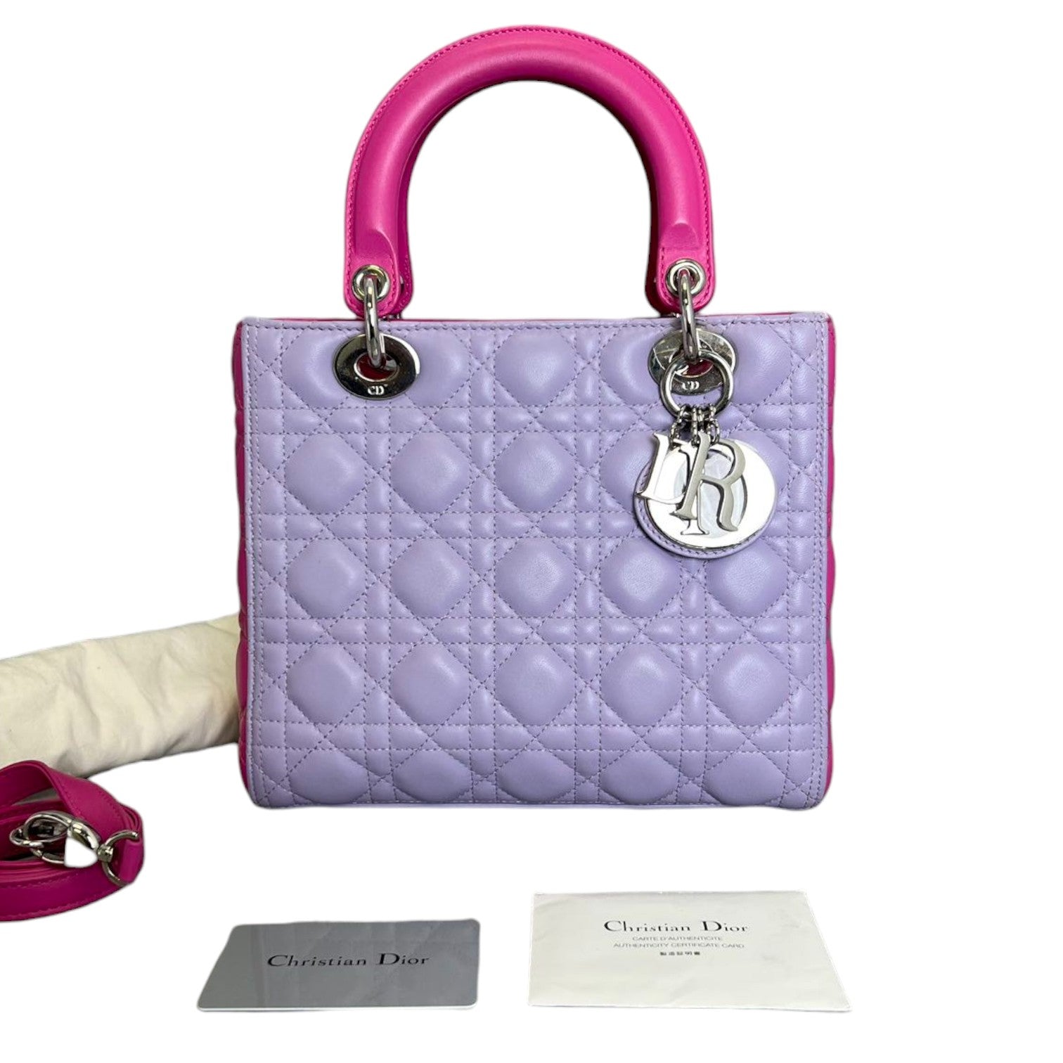 Bi-Color Lady D1OR Medium Lambskin Purple Pink SHW