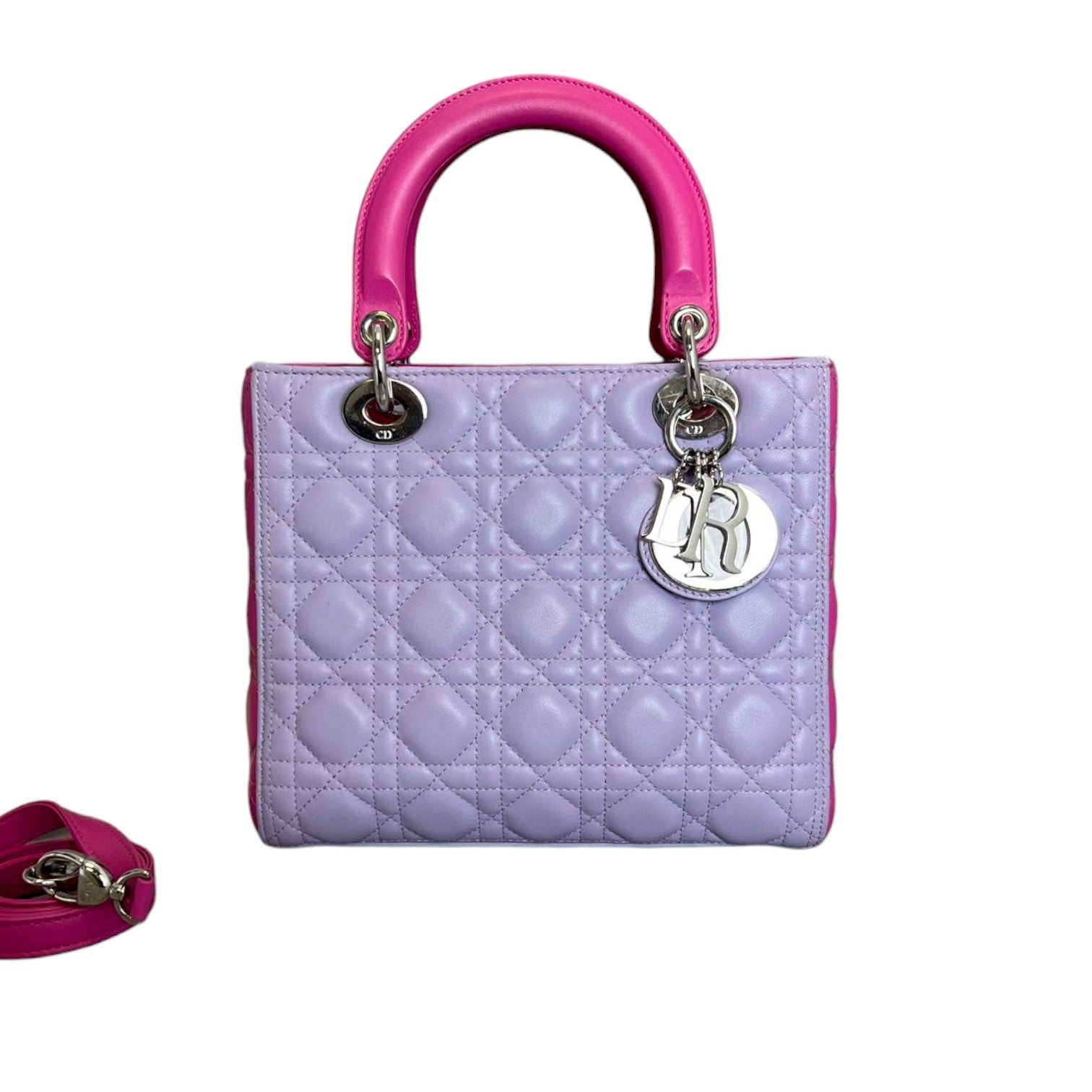 Bi-Color Lady D1OR Medium Lambskin Purple Pink SHW