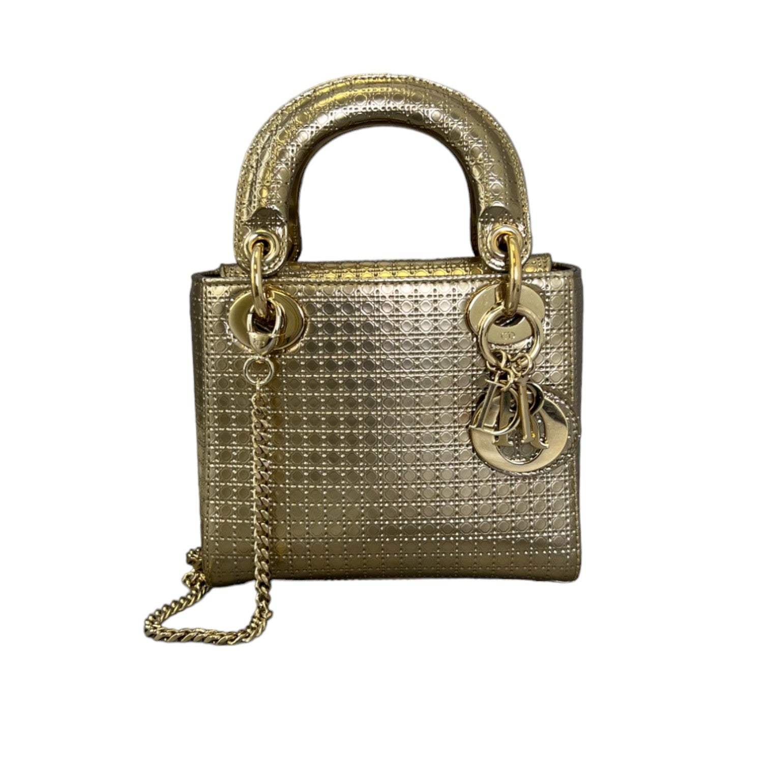 Chain Lady D1OR Mini Metallic Patent Micro-Cannage Gold GHW