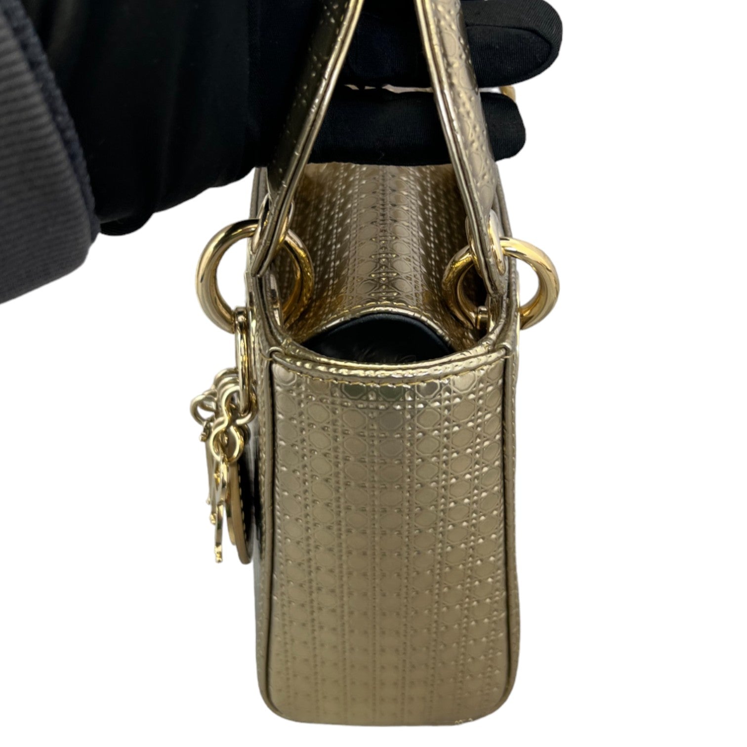 Chain Lady D1OR Mini Metallic Patent Micro-Cannage Gold GHW