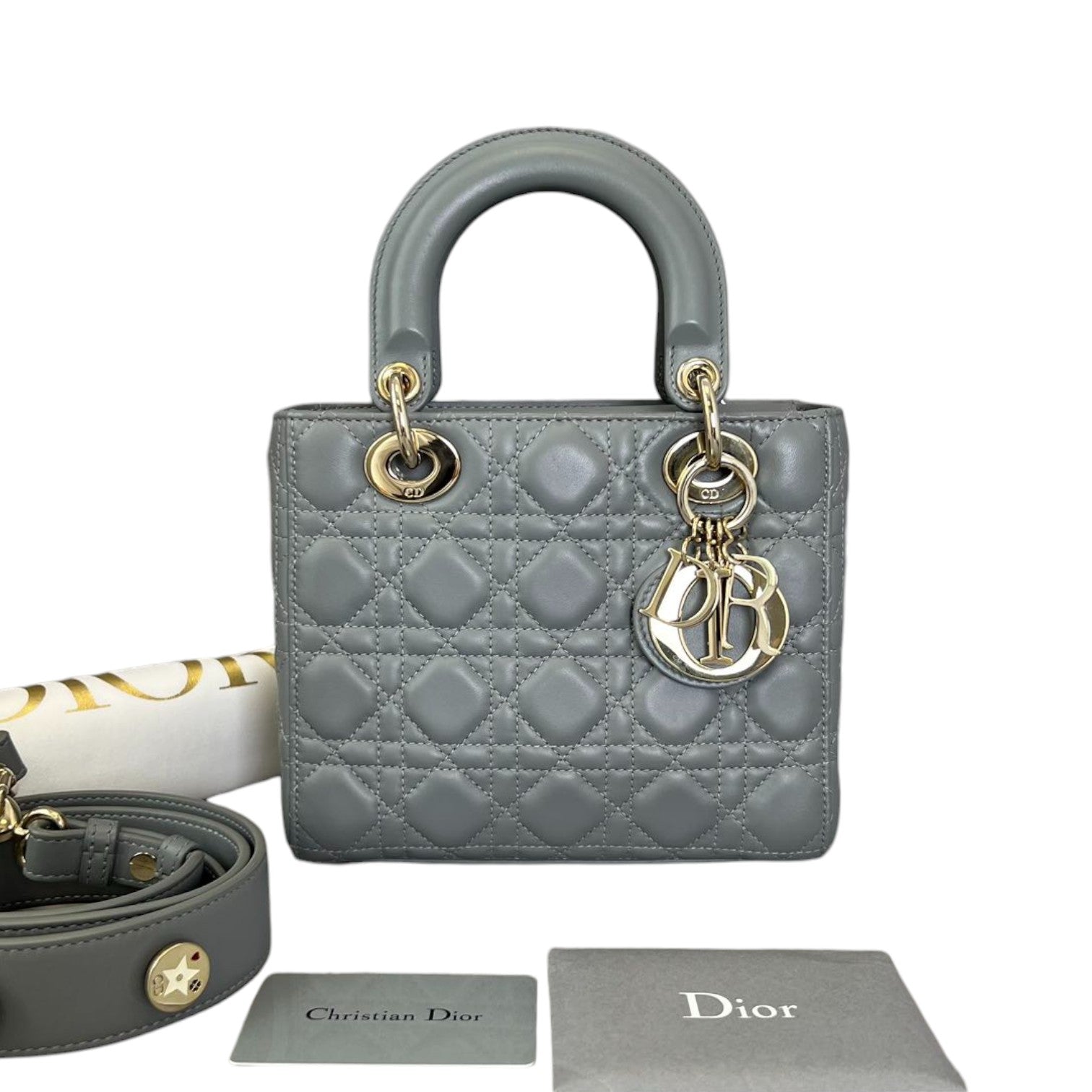 ABC  Lady D1OR Small Lambskin Leather Grey GHW