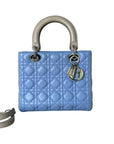 Bi-Color Lady D1OR Medium Lambskin Blue Grey SHW