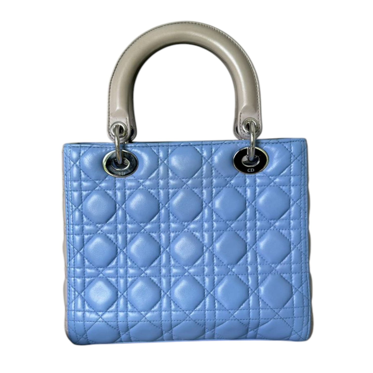 Bi-Color Lady D1OR Medium Lambskin Blue Grey SHW
