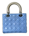 Bi-Color Lady D1OR Medium Lambskin Blue Grey SHW