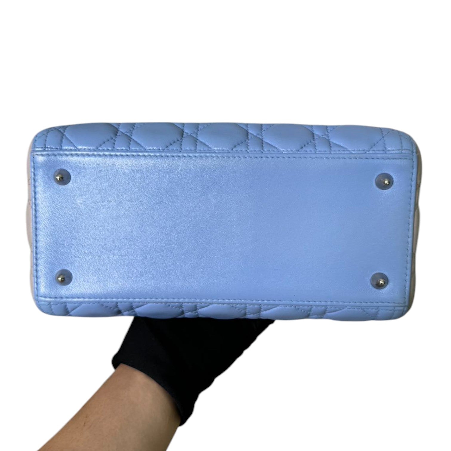Bi-Color Lady D1OR Medium Lambskin Blue Grey SHW