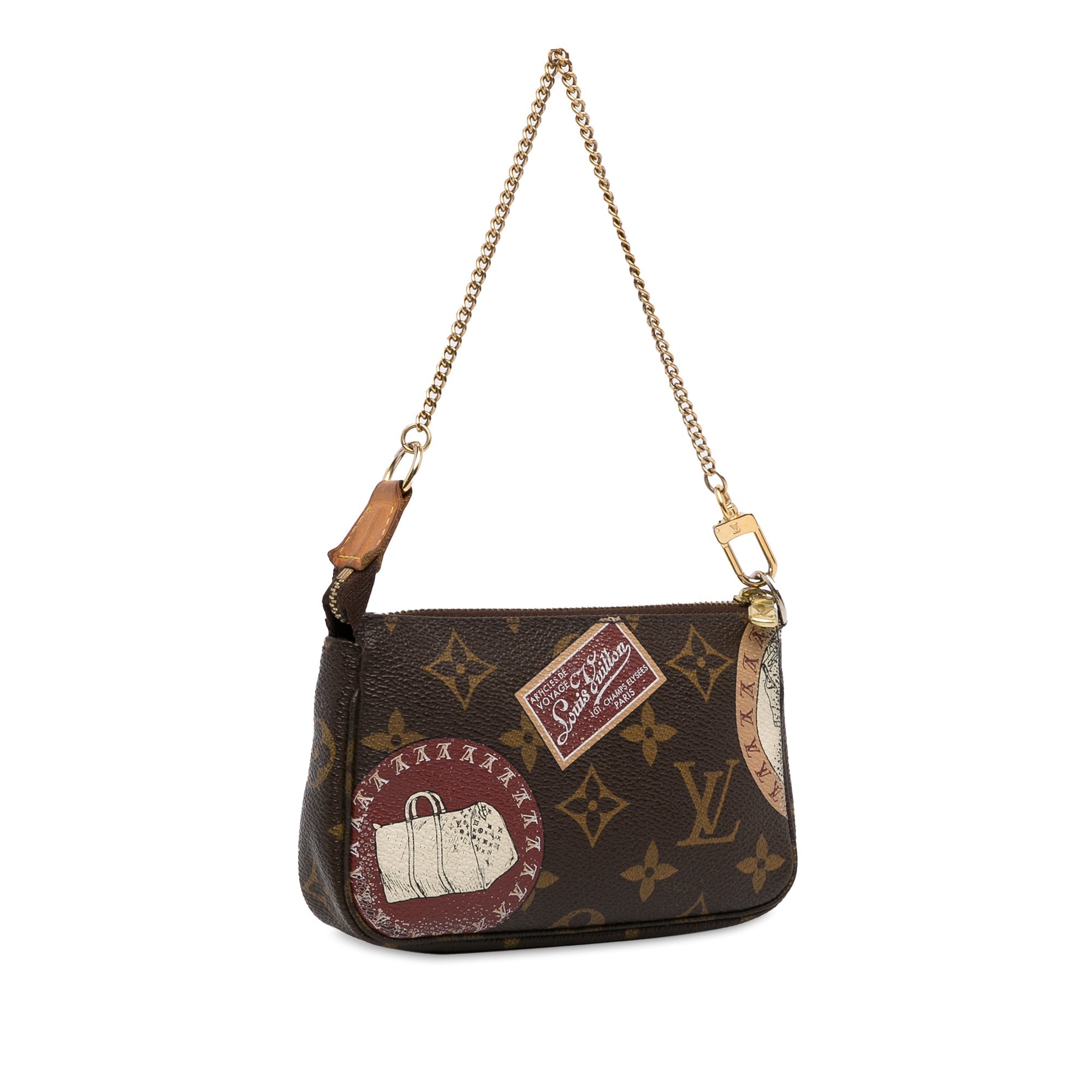 Brown LV Monogram Patch Mini Pochette Accessoires Shoulder Bag