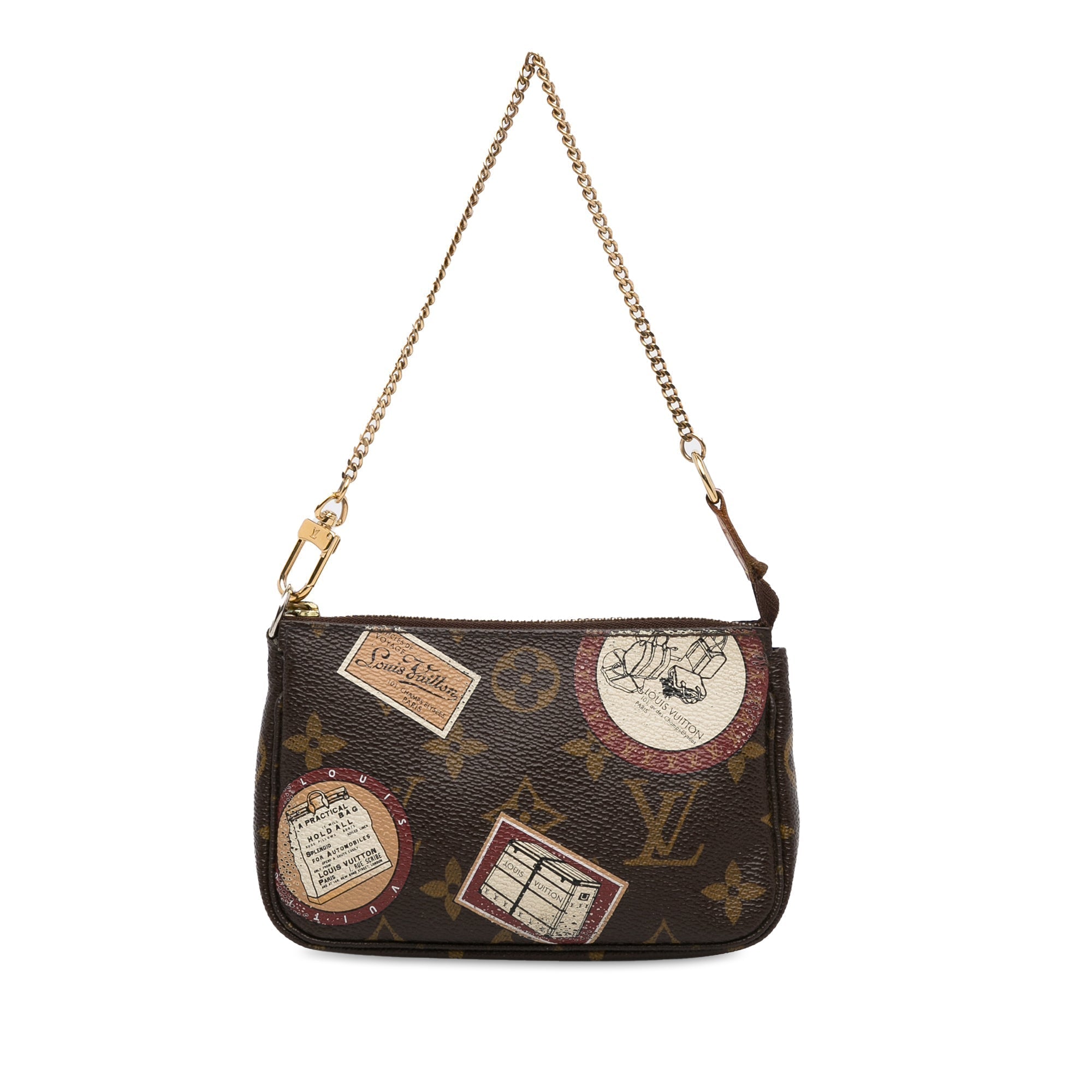 Brown LV Monogram Patch Mini Pochette Accessoires Shoulder Bag