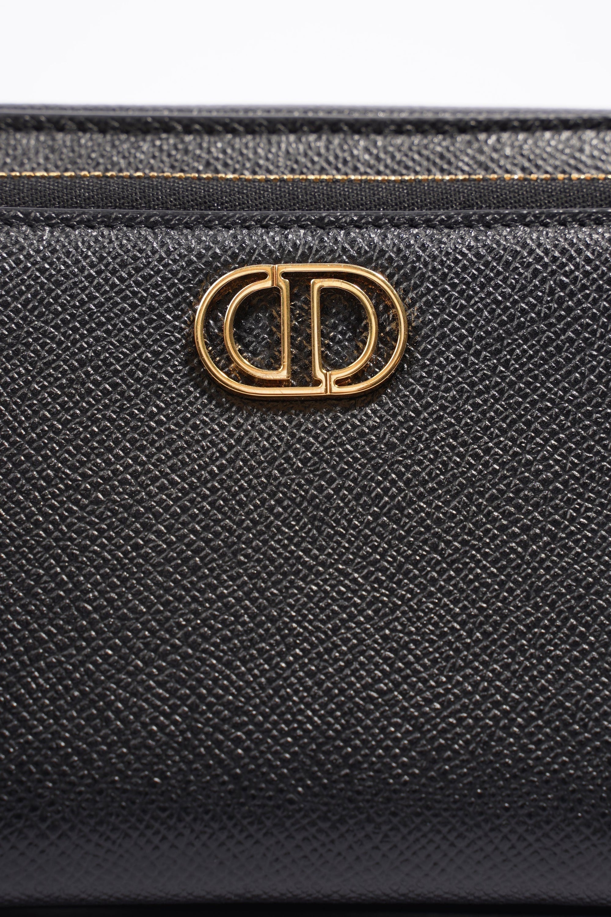 Christian D1OR Caro Double Zipped Pouch Black Leather