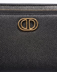 Christian D1OR Caro Double Zipped Pouch Black Leather