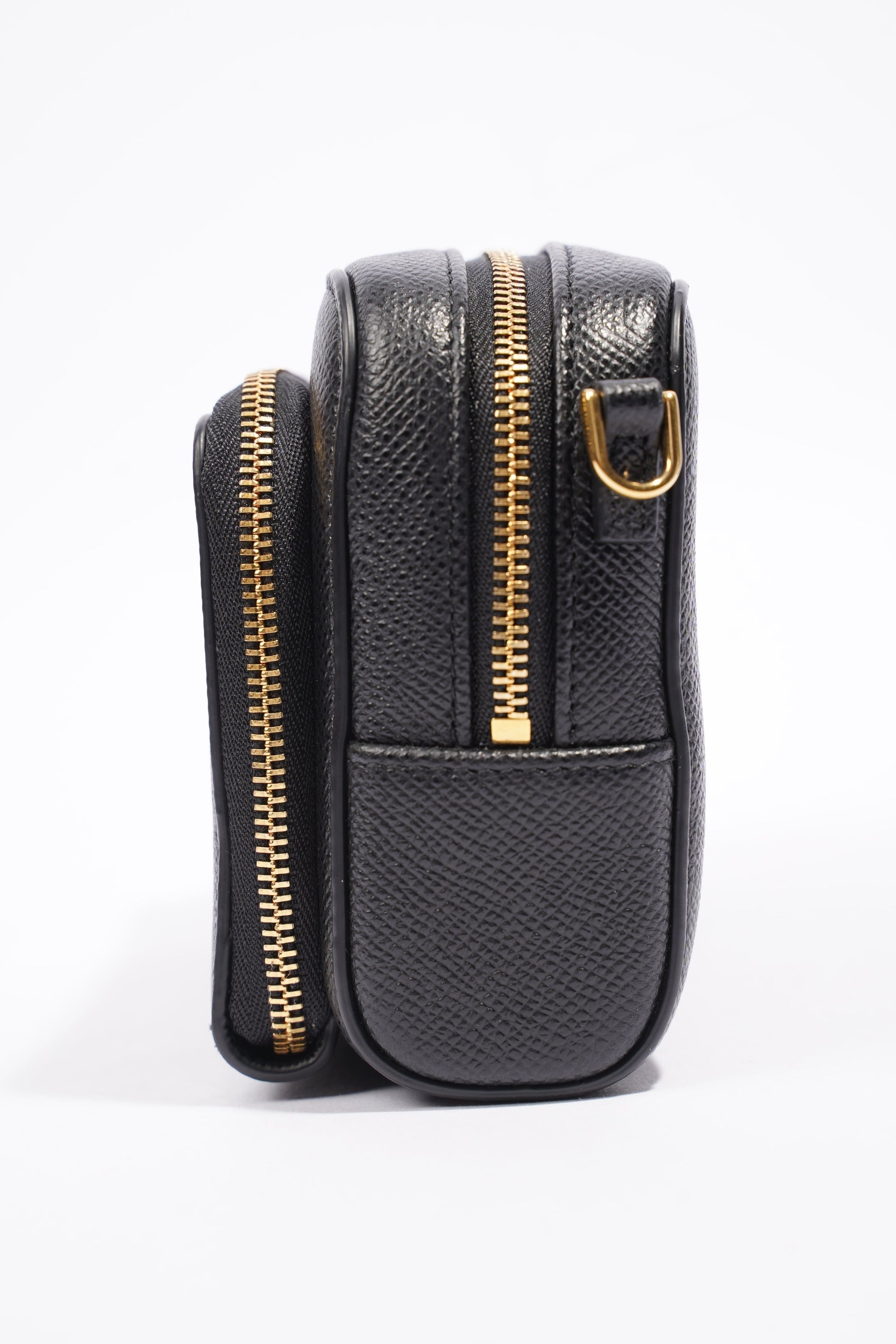 Christian D1OR Caro Double Zipped Pouch Black Leather