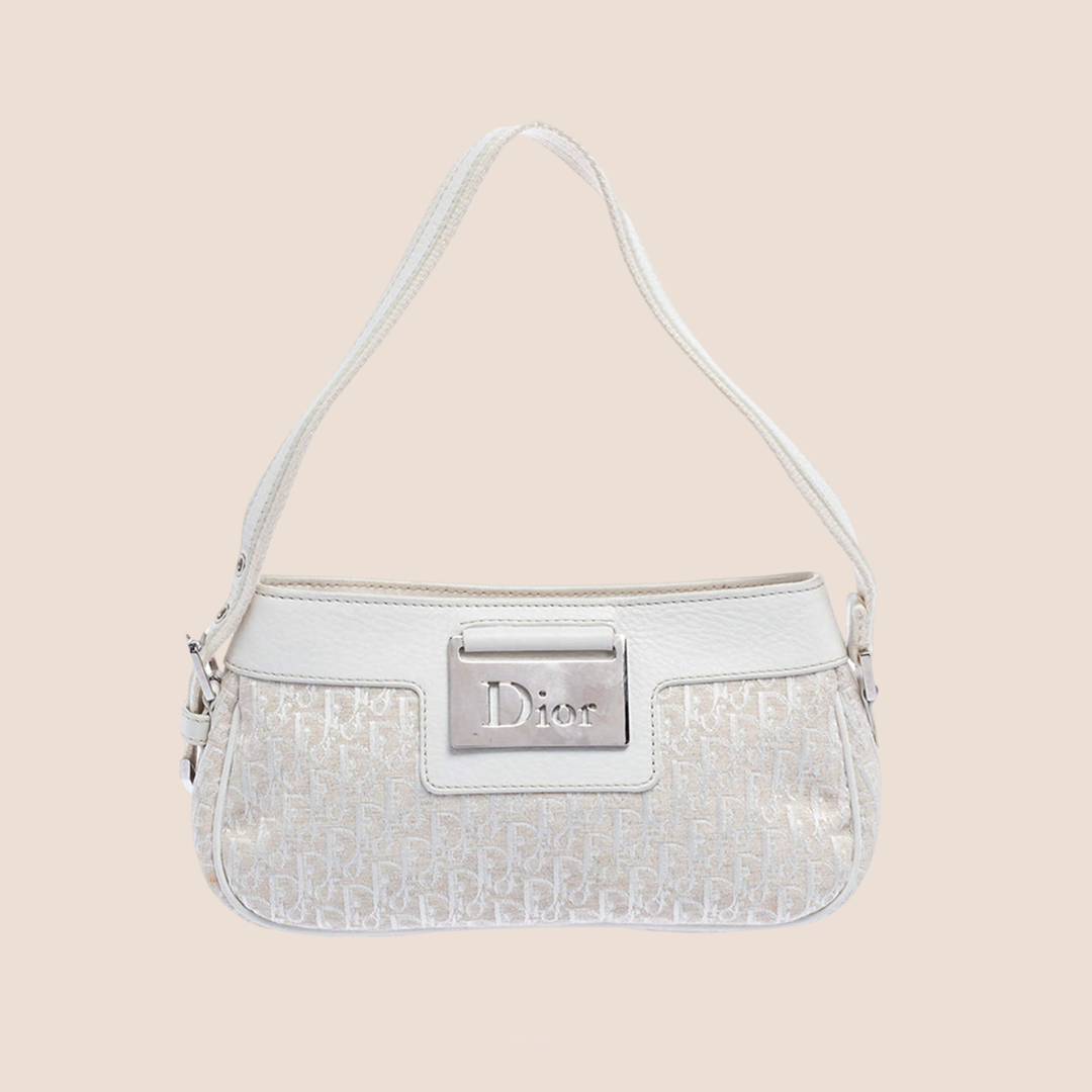 CHRISTIAN D1OR 2000s WHITE &amp; CREAM D1ORISSIMO STREET CHIC POCHETTE
