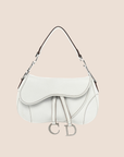 CHRISTIAN D1OR 2002 WHITE LEATHER DOUBLE SADDLE BAG