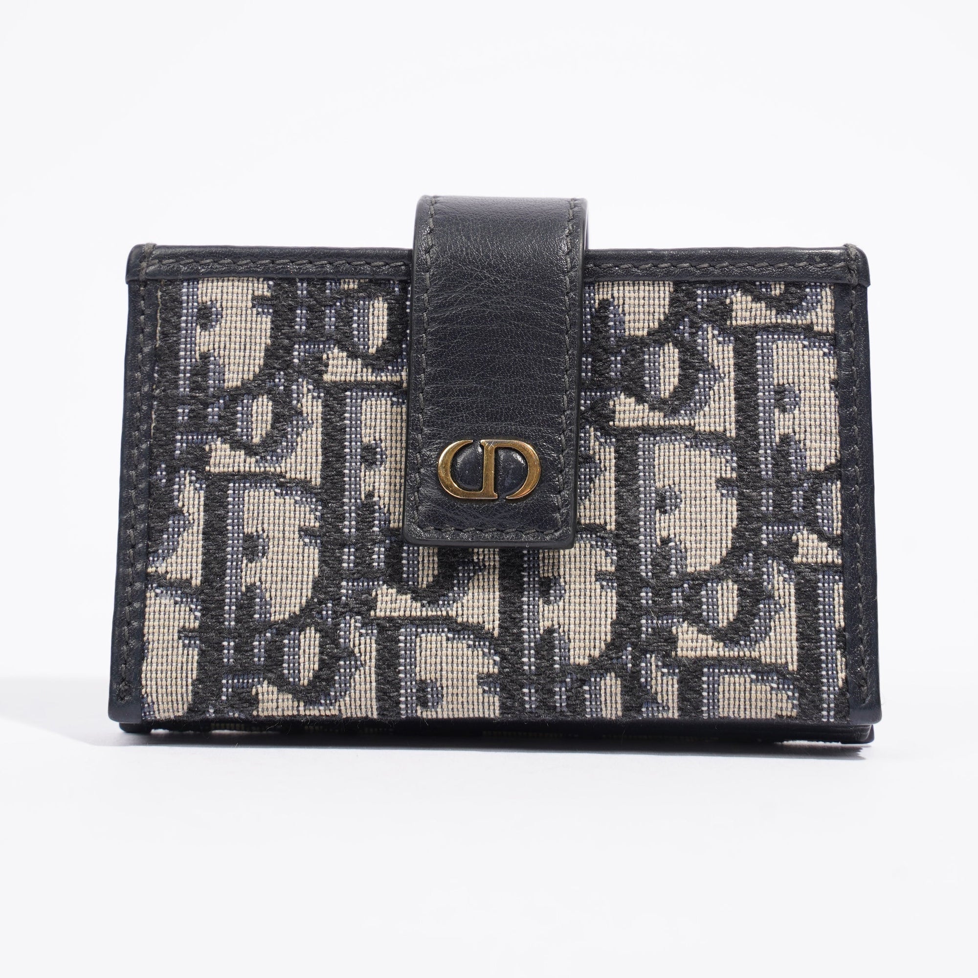Christian D1OR 5 Card Holder Blue And Grey Oblique Leather