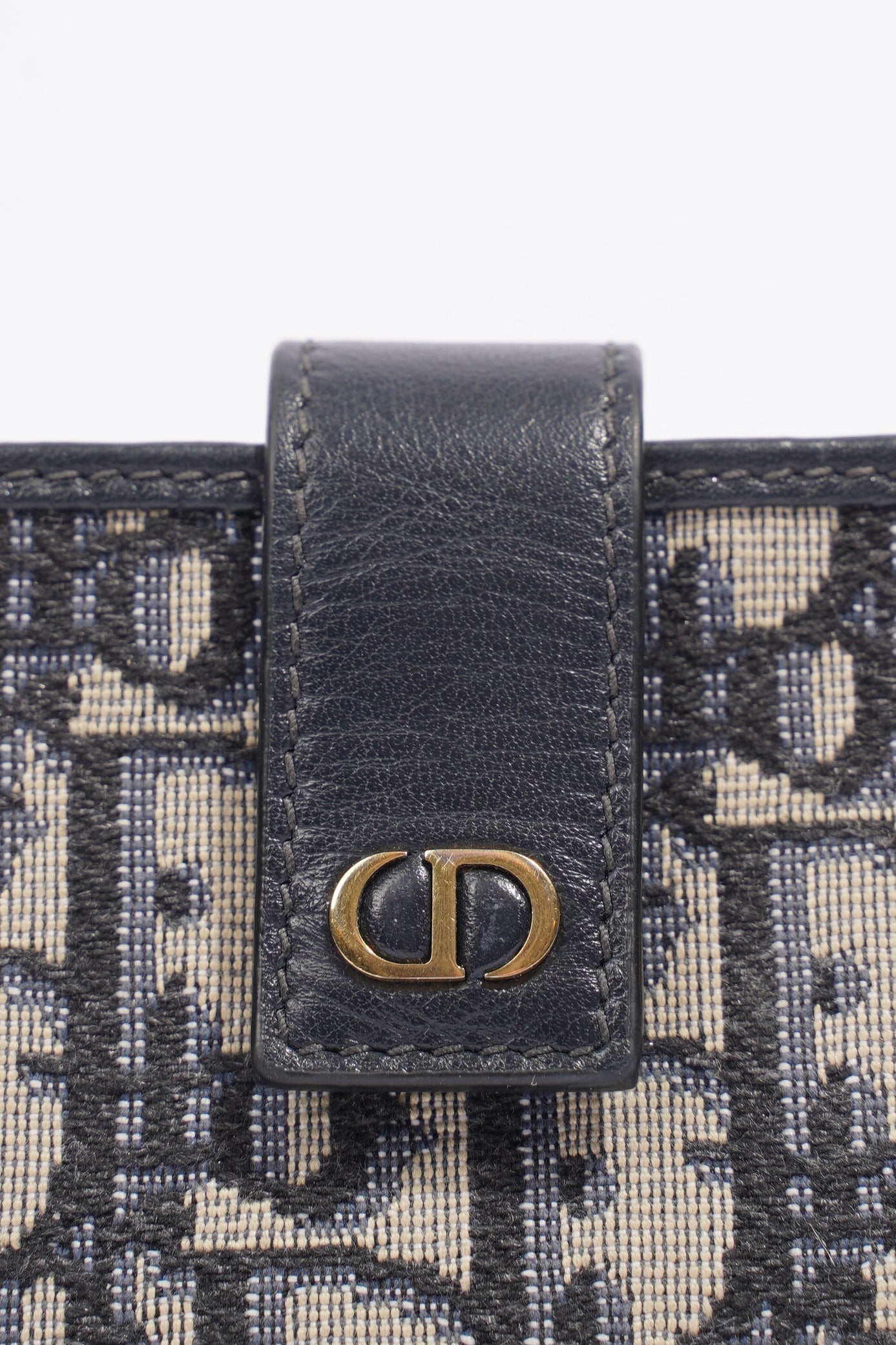 Christian D1OR 5 Card Holder Blue And Grey Oblique Leather