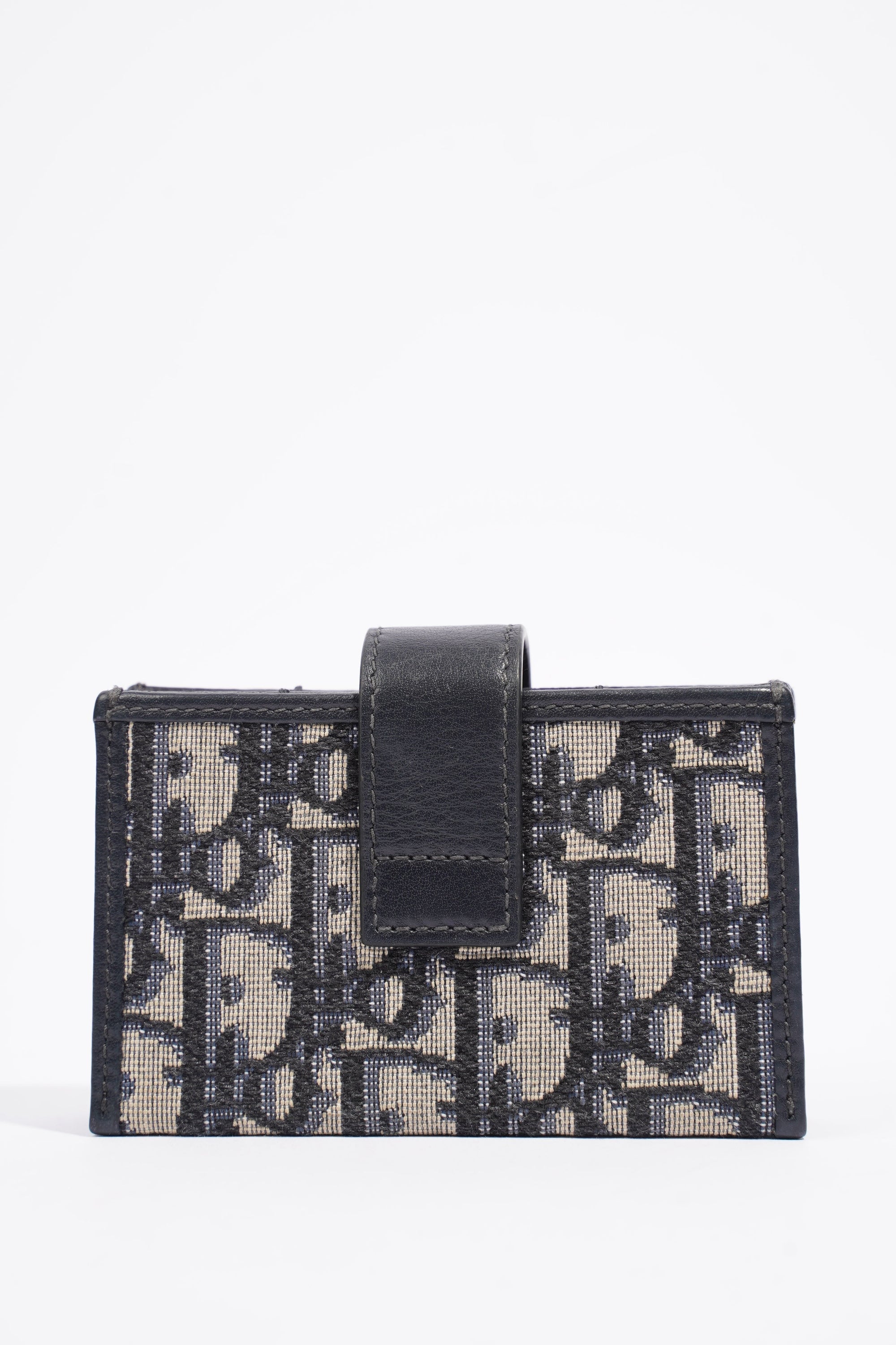 Christian D1OR 5 Card Holder Blue And Grey Oblique Leather