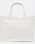 Christian D1OR Book Tote Cream Canvas Medium