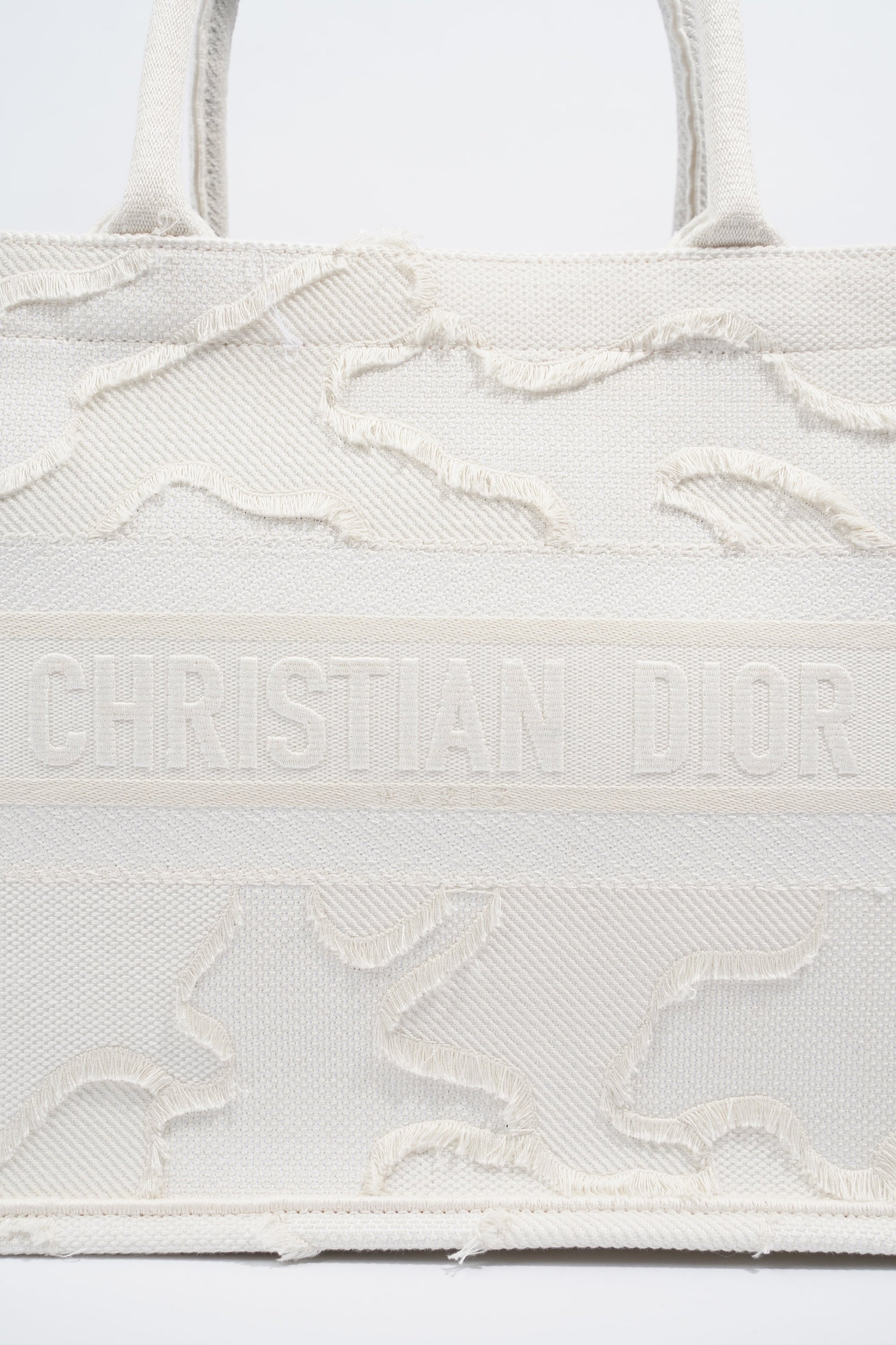 Christian D1OR Book Tote Cream Canvas Medium
