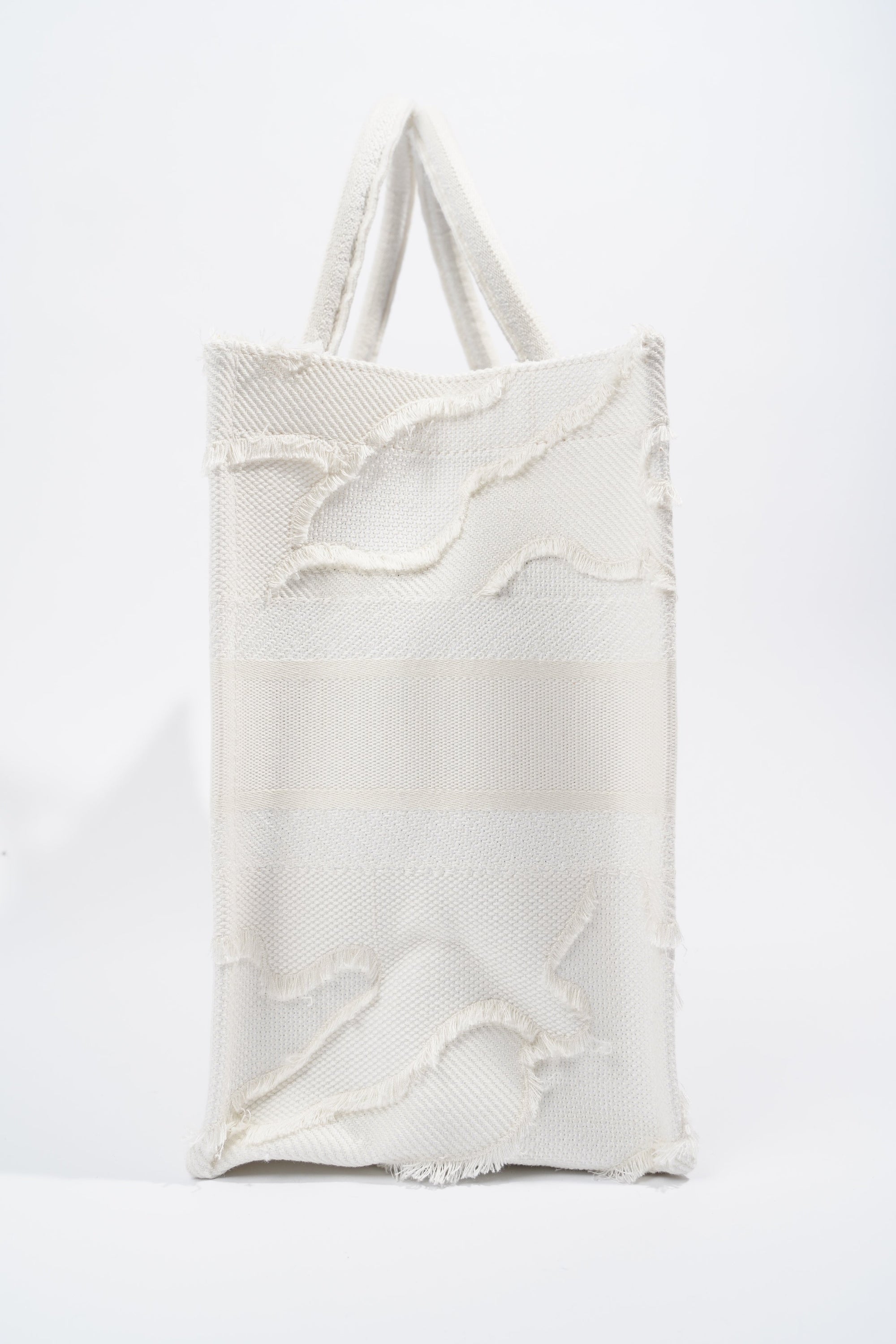 Christian D1OR Book Tote Cream Canvas Medium