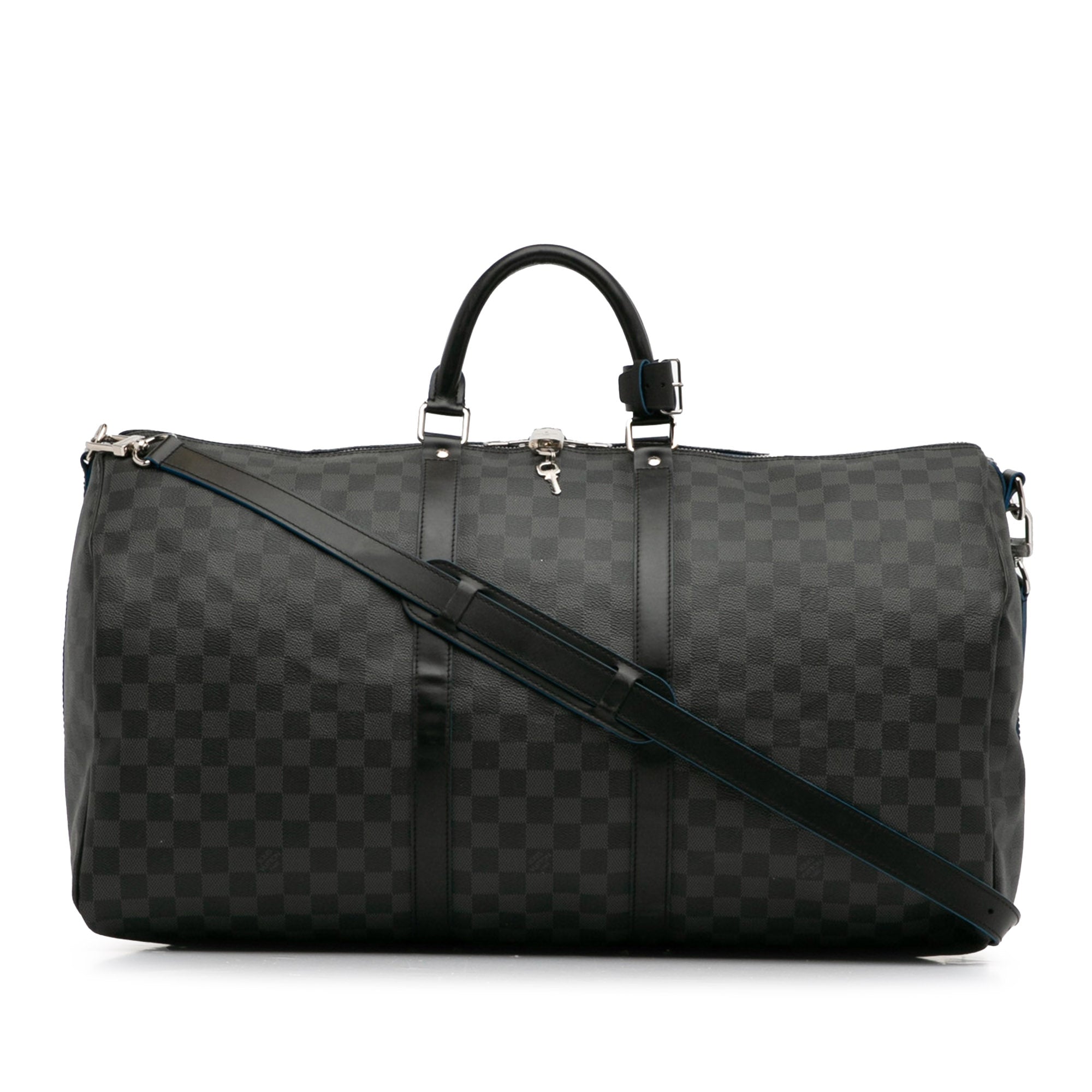 Black LV Damier Graphite Keepall Bandouliere 55 Travel Bag