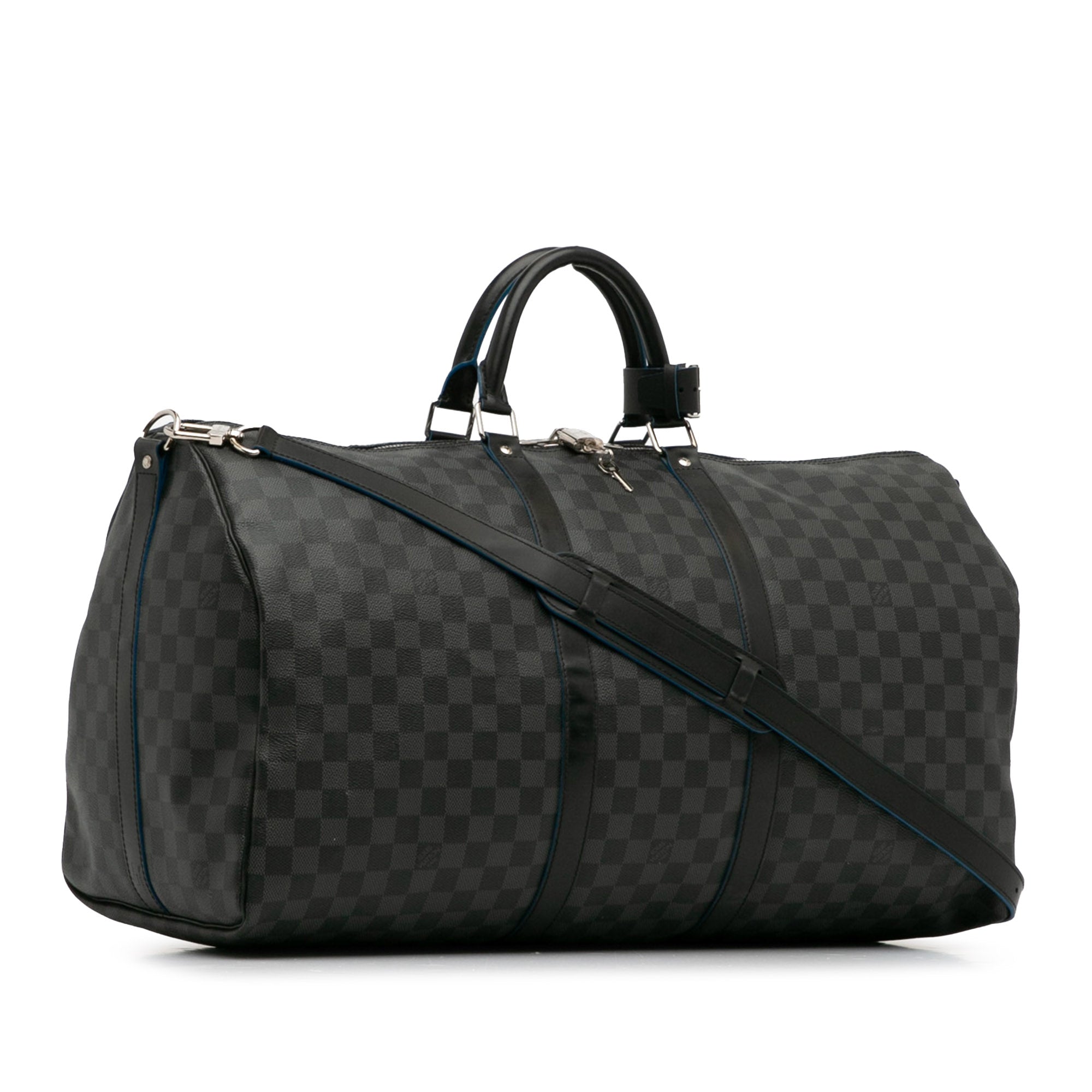 Black LV Damier Graphite Keepall Bandouliere 55 Travel Bag