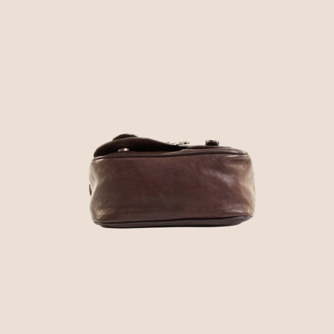 CHRISTIAN D1OR 2004 BROWN LEATHER MINI GAUCHO BAG