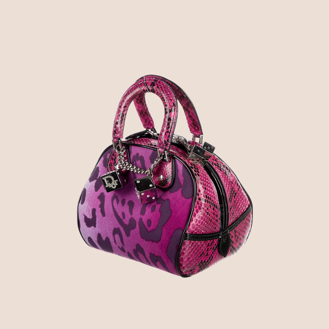 CHRISTAN D1OR 2004 PYTHON TRIMMED GAMBLER DICE BAG