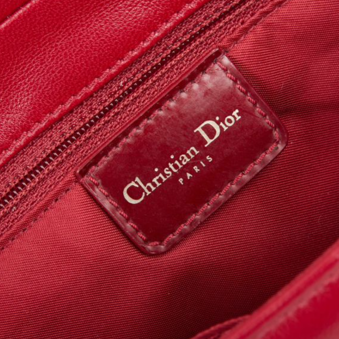 CHRISTIAN D1OR CANNAGE RED LEATHER SHOULDER BAG