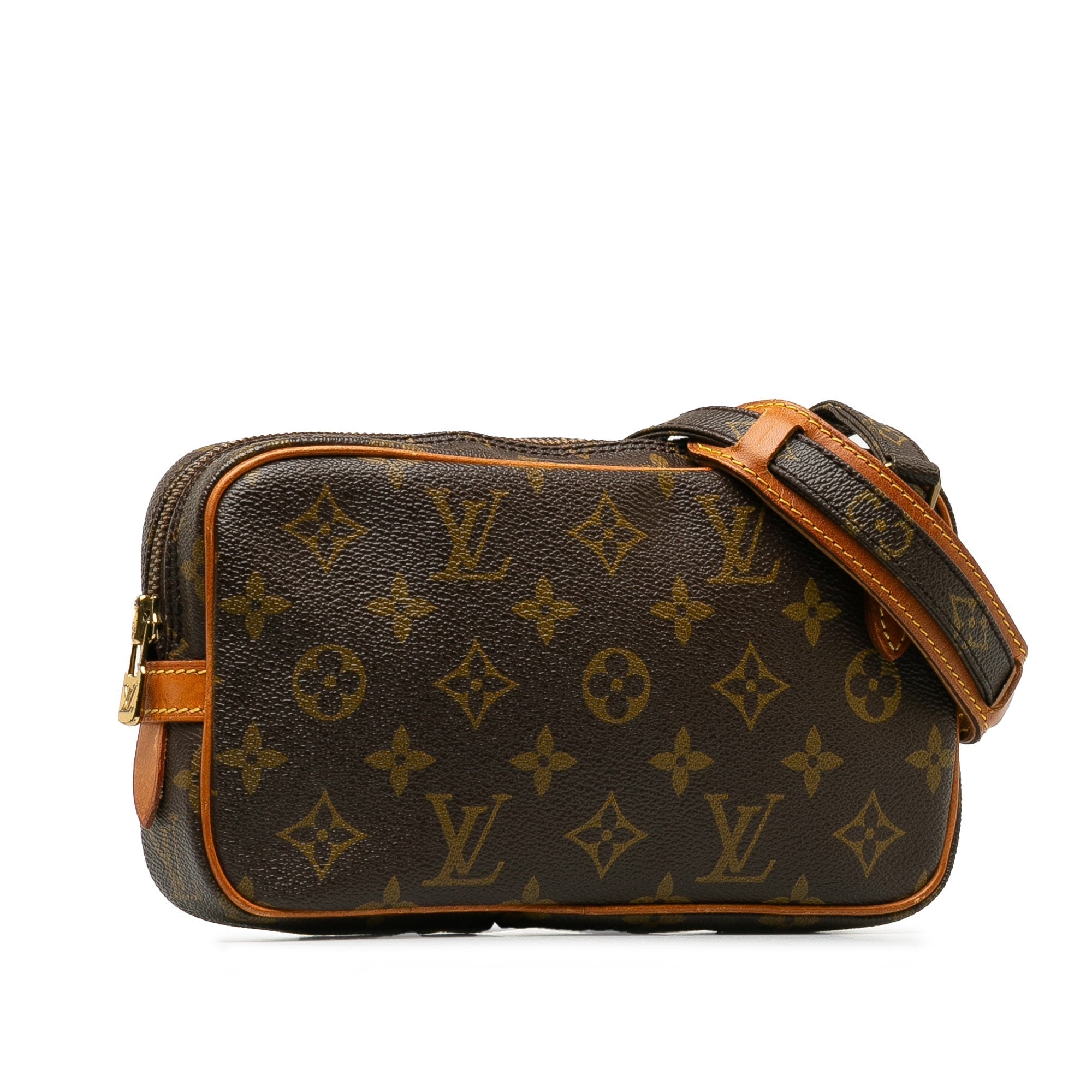 Brown LV Monogram Pochette Marly Bandouliere Crossbody Bag