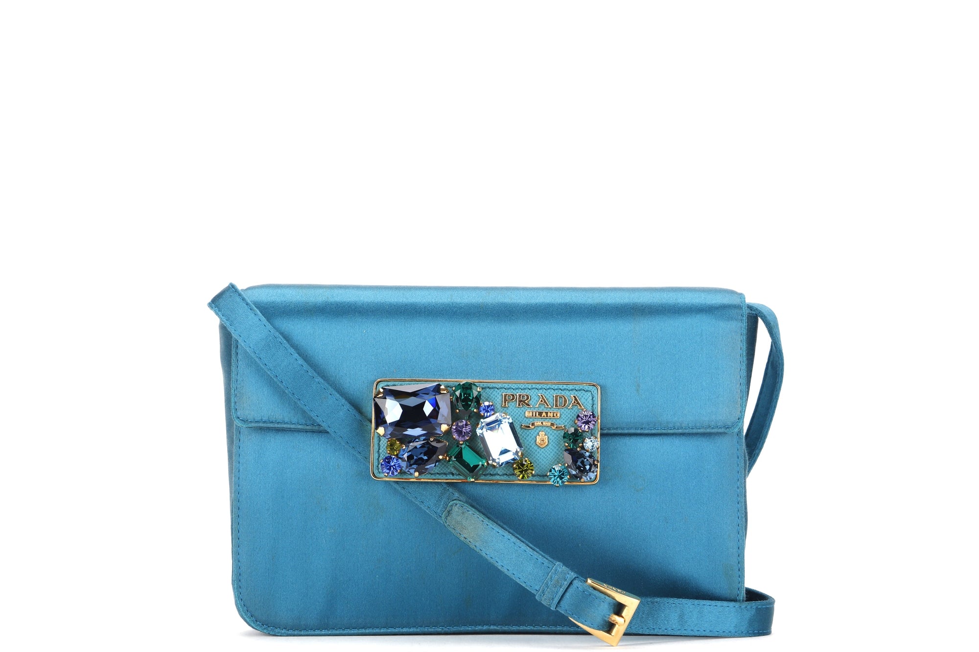 PRD BP0180 CLUTCH TURQUOISE RASO STONES, WITH CARD &amp; DUST COVER