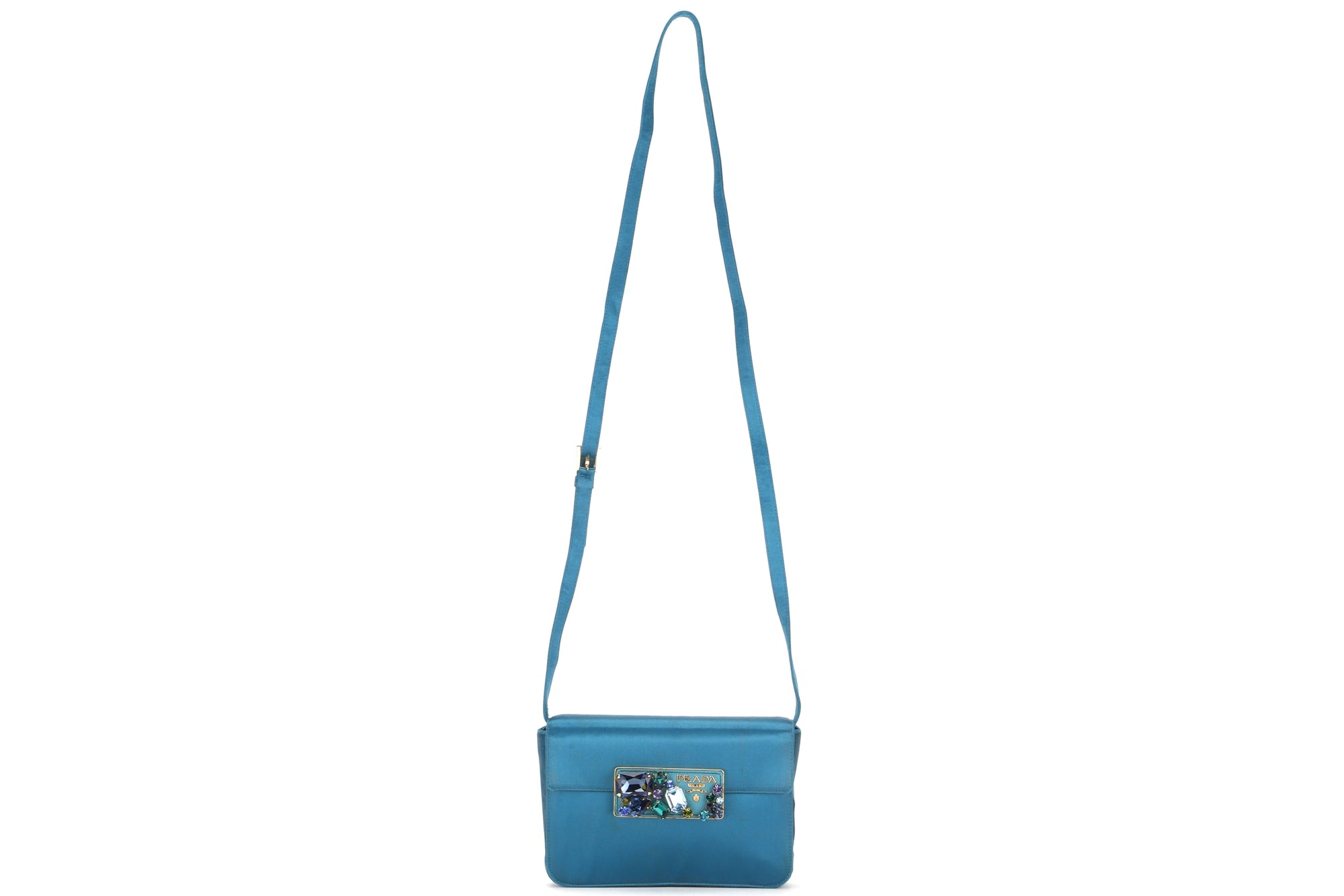 PRD BP0180 CLUTCH TURQUOISE RASO STONES, WITH CARD &amp; DUST COVER